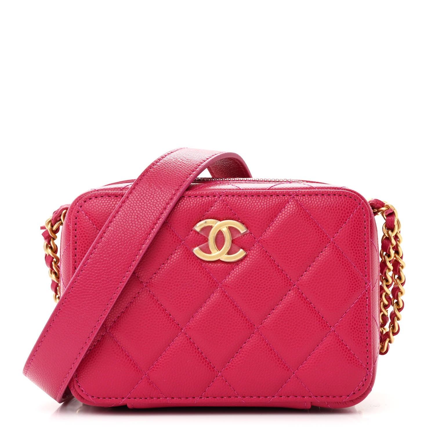 Chanel Caviar Quilted Twist Your Buttons Clutch With Chain Fuchsia 1 of 12