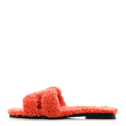 Hermes Woolskin Oran Sandals 38 Orange 1 of 8