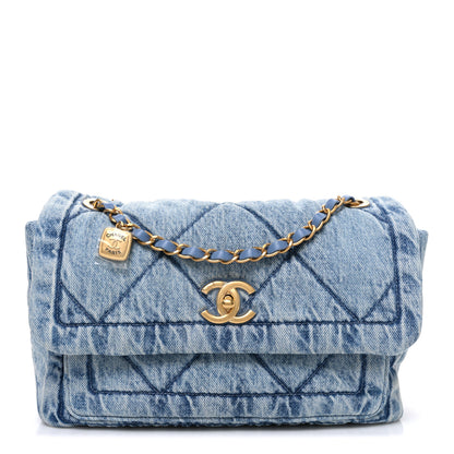 Chanel Washed Denim Quilted Large Flap Bag Blue 1 of 10