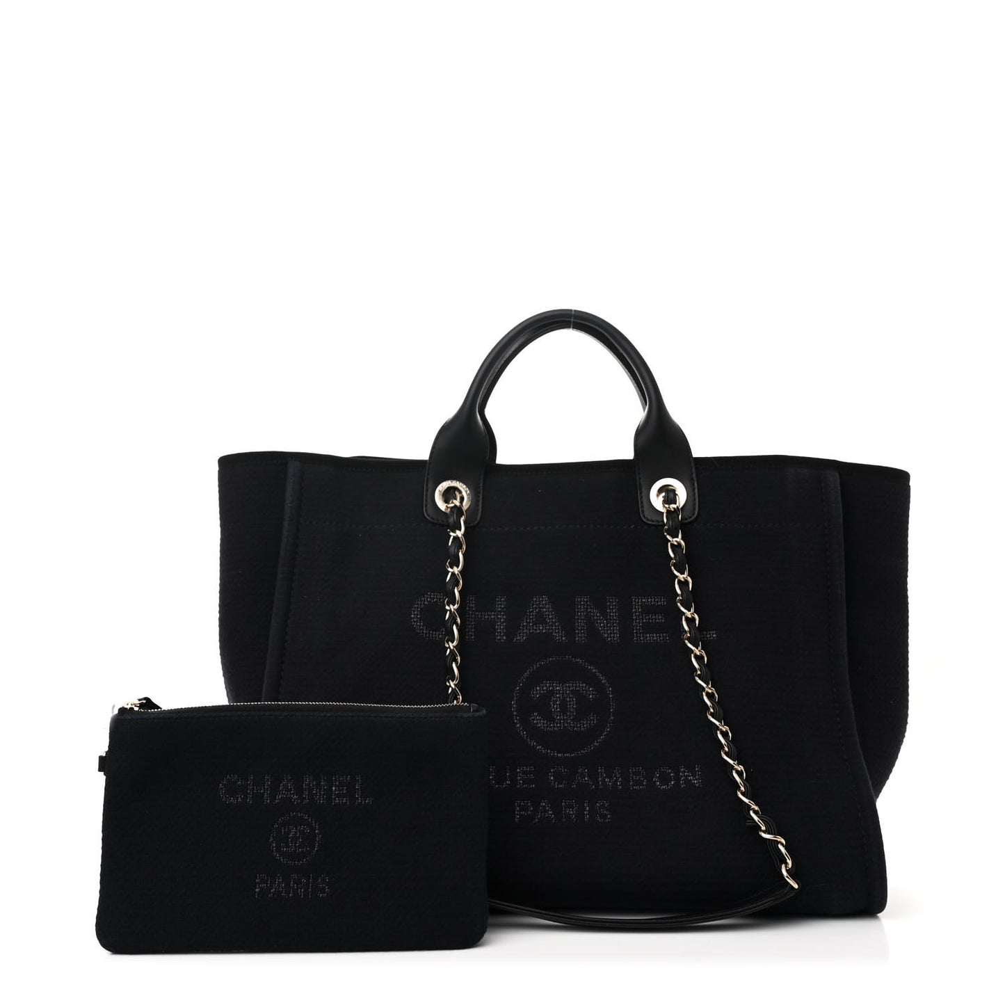 Mixed Fibers Calfskin Medium Deauville Tote Dark Blue