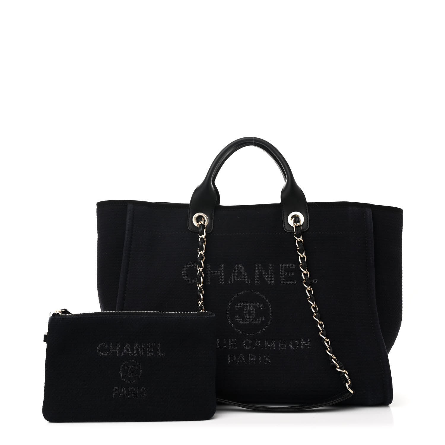 Chanel Mixed Fibers Calfskin Medium Deauville Tote Dark Blue 3 of 12