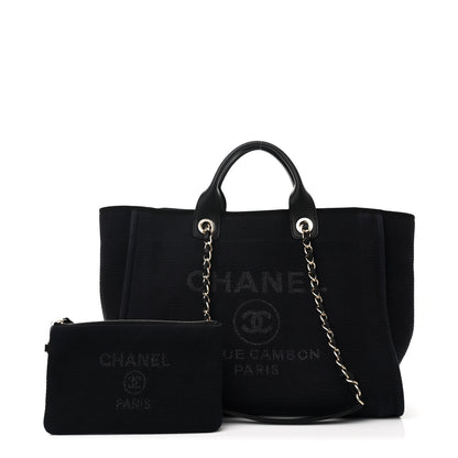 Chanel Mixed Fibers Calfskin Medium Deauville Tote Dark Blue 3 of 12