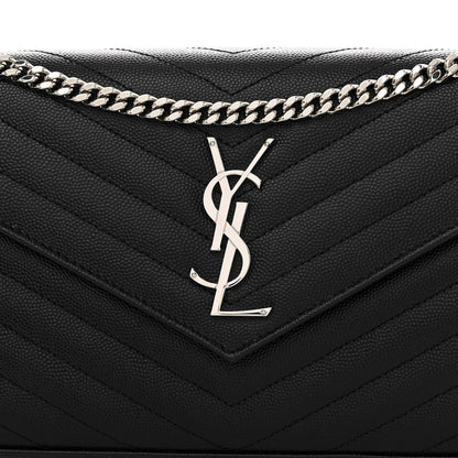 Saint Laurent Grain De Poudre Matelasse Chevron Monogram Chain Wallet Black 7 of 9