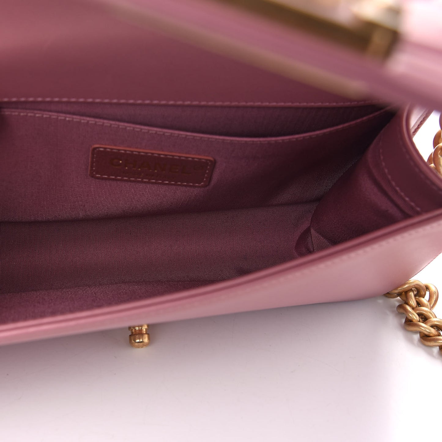 Metallic Calfskin Quilted Medium Boy Flap Pink
