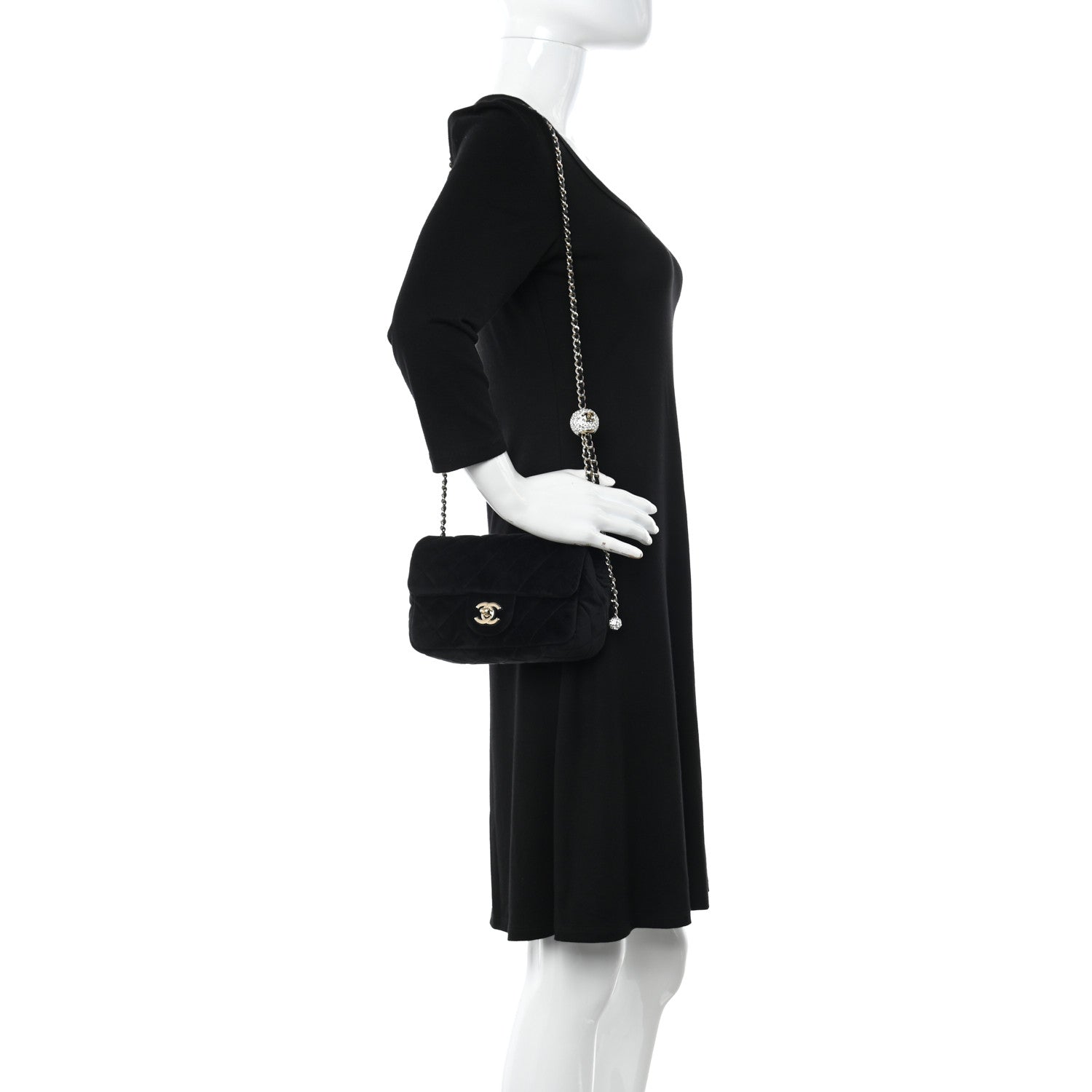 Chanel Velvet Quilted Mini Rectangular Pearl Crush Flap Black 2 of 13