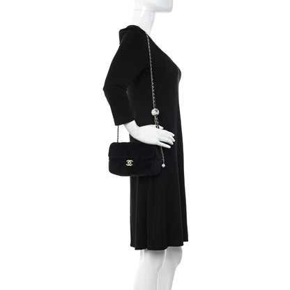 Chanel Velvet Quilted Mini Rectangular Pearl Crush Flap Black 2 of 13