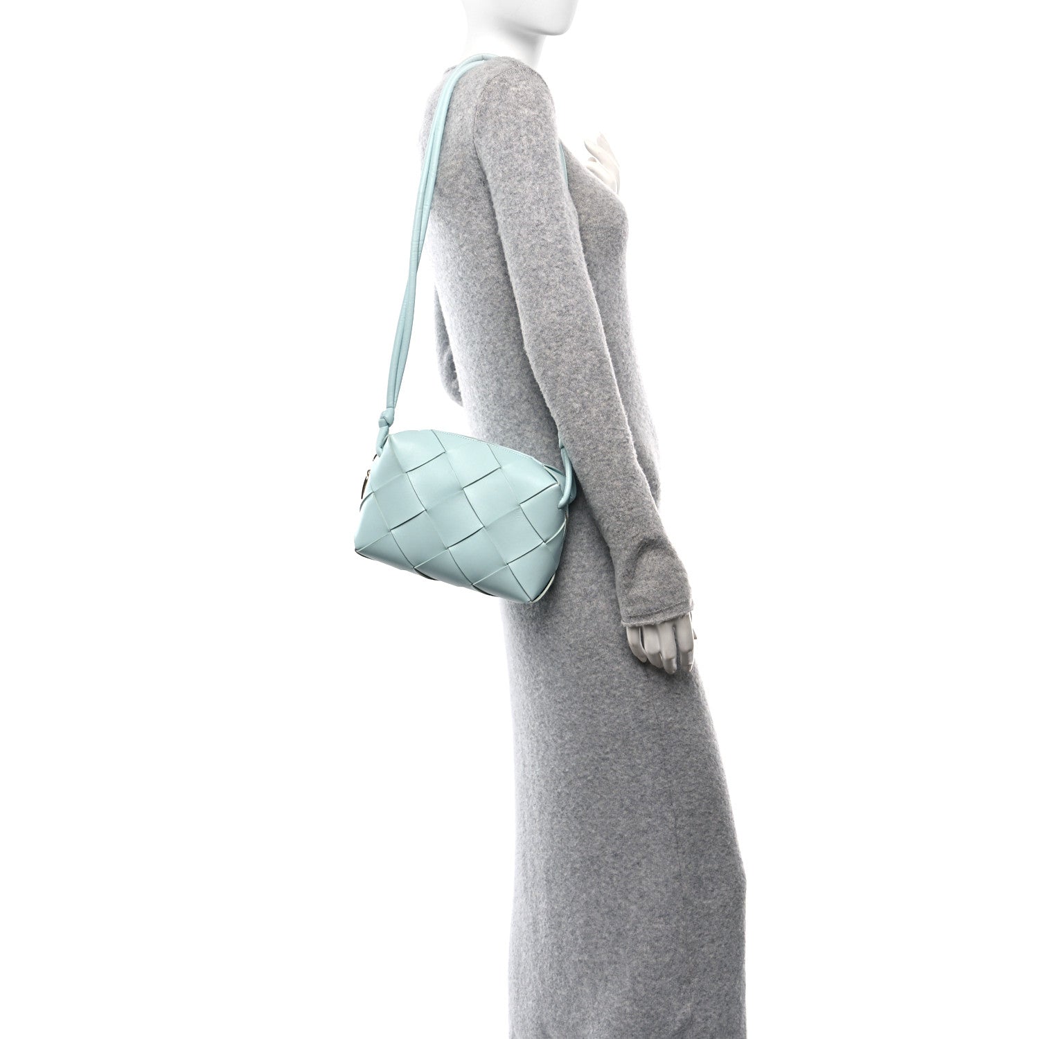 Bottega Veneta Lambskin Maxi Intrecciato Small Cassette Camera Bag Teal Washed 3 of 17