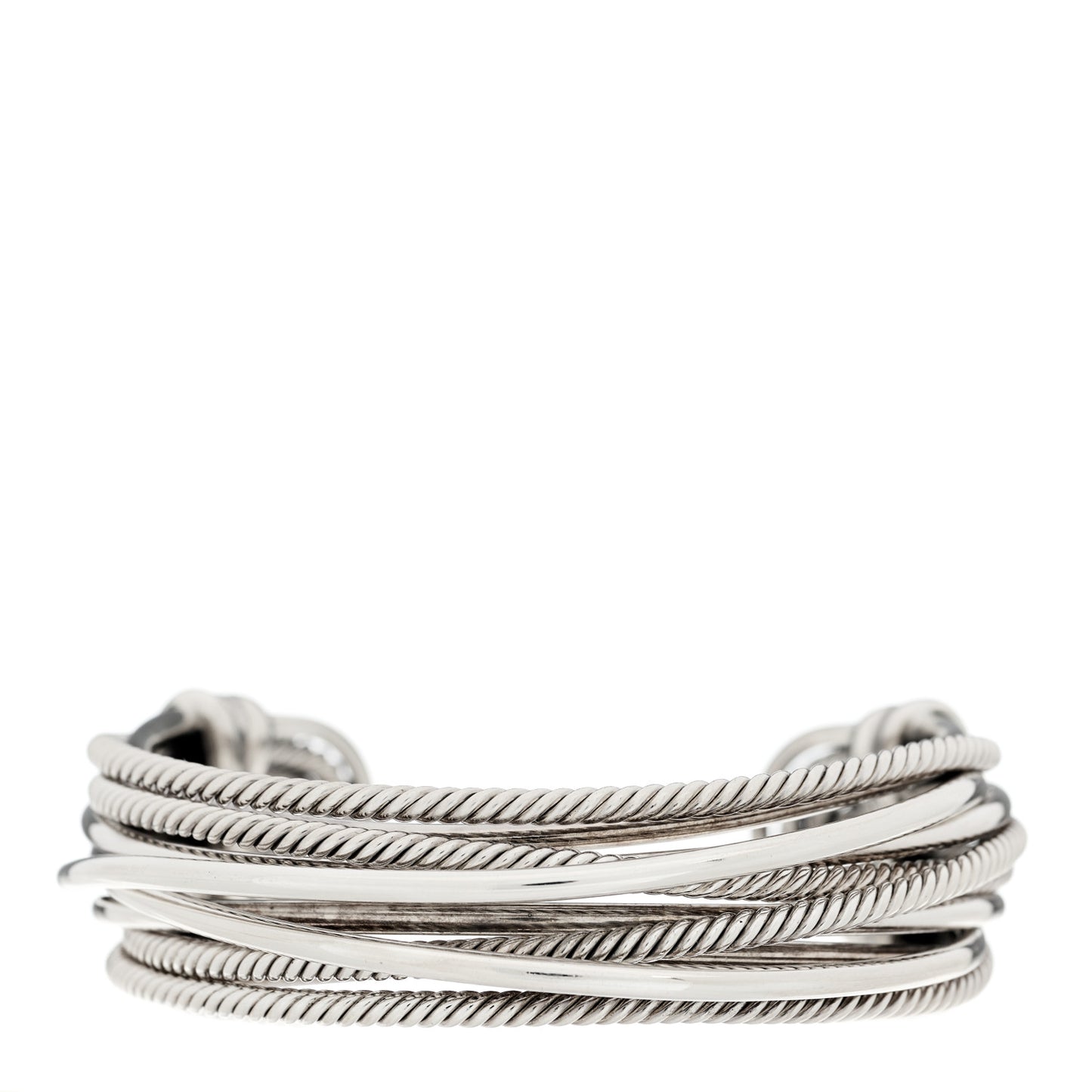 Sterling Silver Narrow Crossover Cuff Bracelet