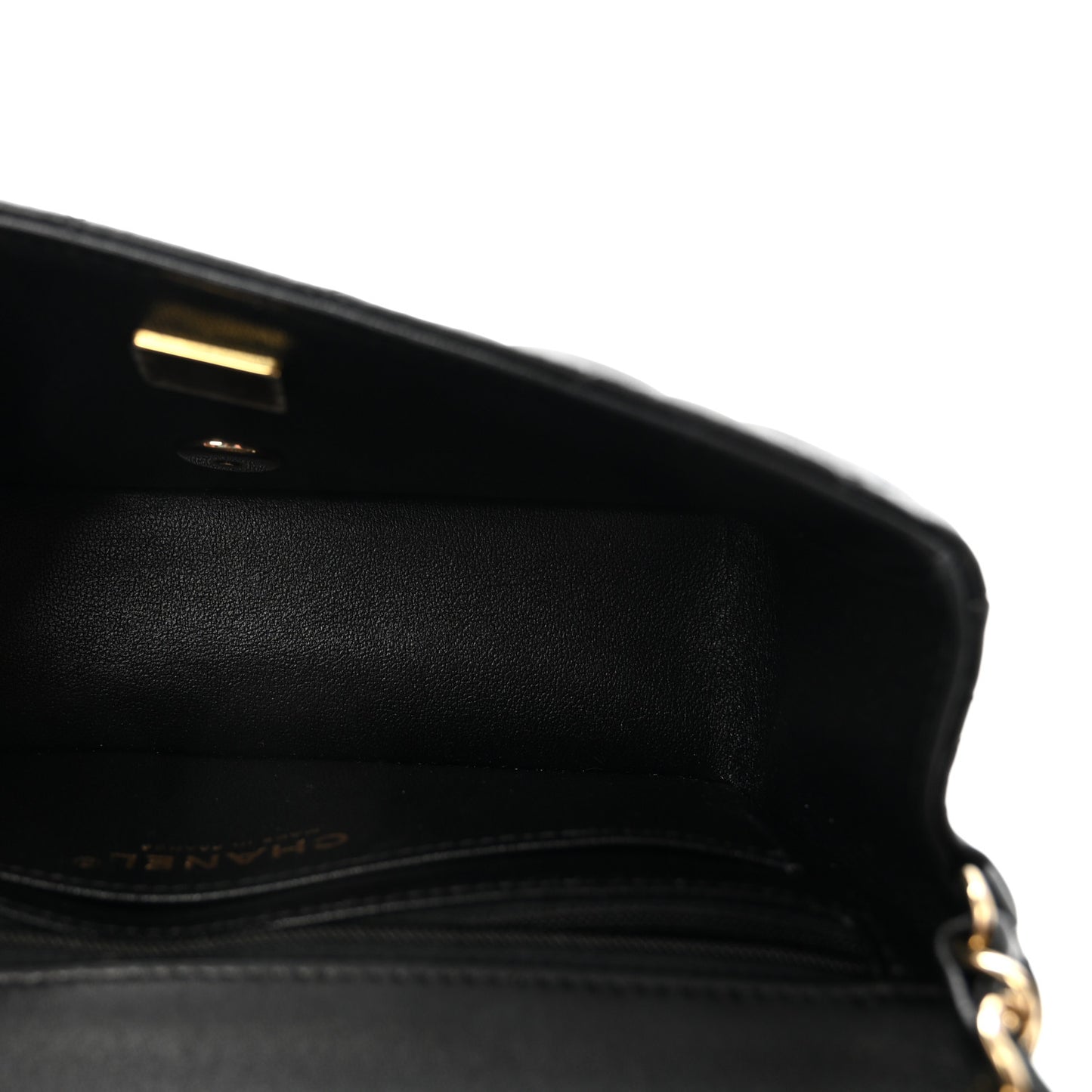 Lambskin Quilted Mini Rectangular Flap  Black