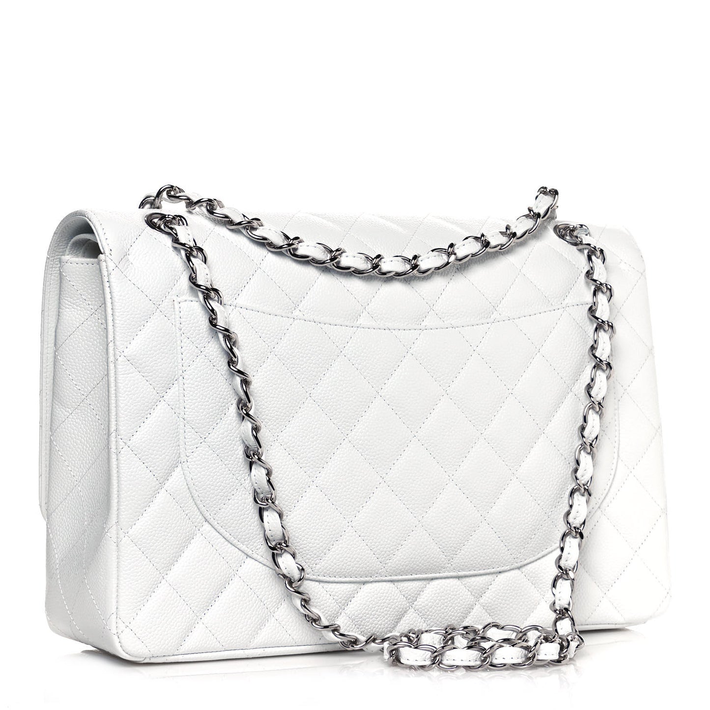 Caviar Quilted Maxi Double Flap White