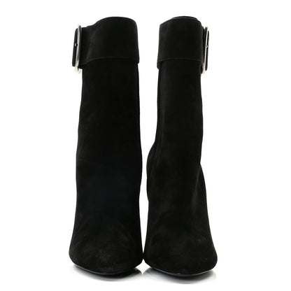 Saint Laurent Suede Joplin Buckle 105 Booties 37.5 Black 3 of 15