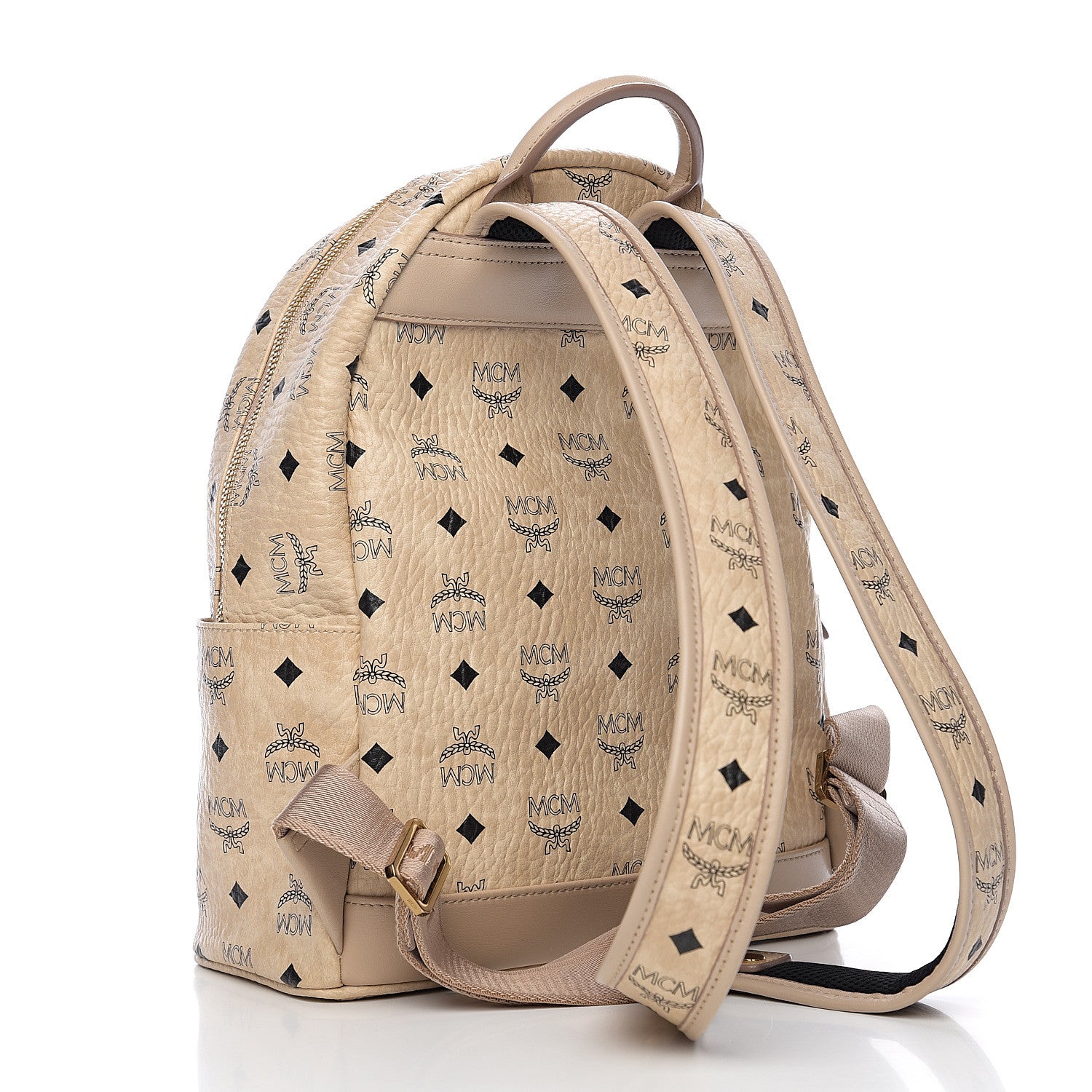 MCM Visetos Small Studded Stark Rabbit Backpack Beige 2 of 9