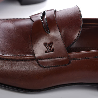 Louis Vuitton Calfskin Mens Santiago Loafers 8 Brown 7 of 10