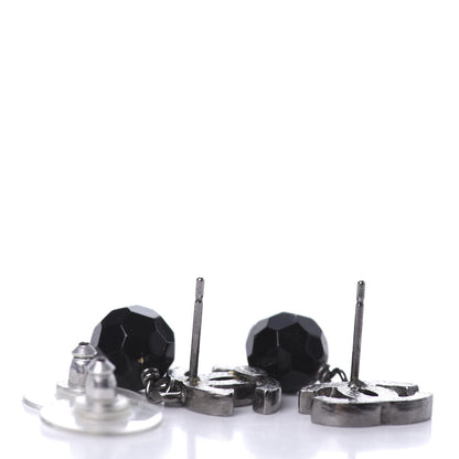 Chanel Ruthenium Bead CC Drop Earrings Black 3 of 5
