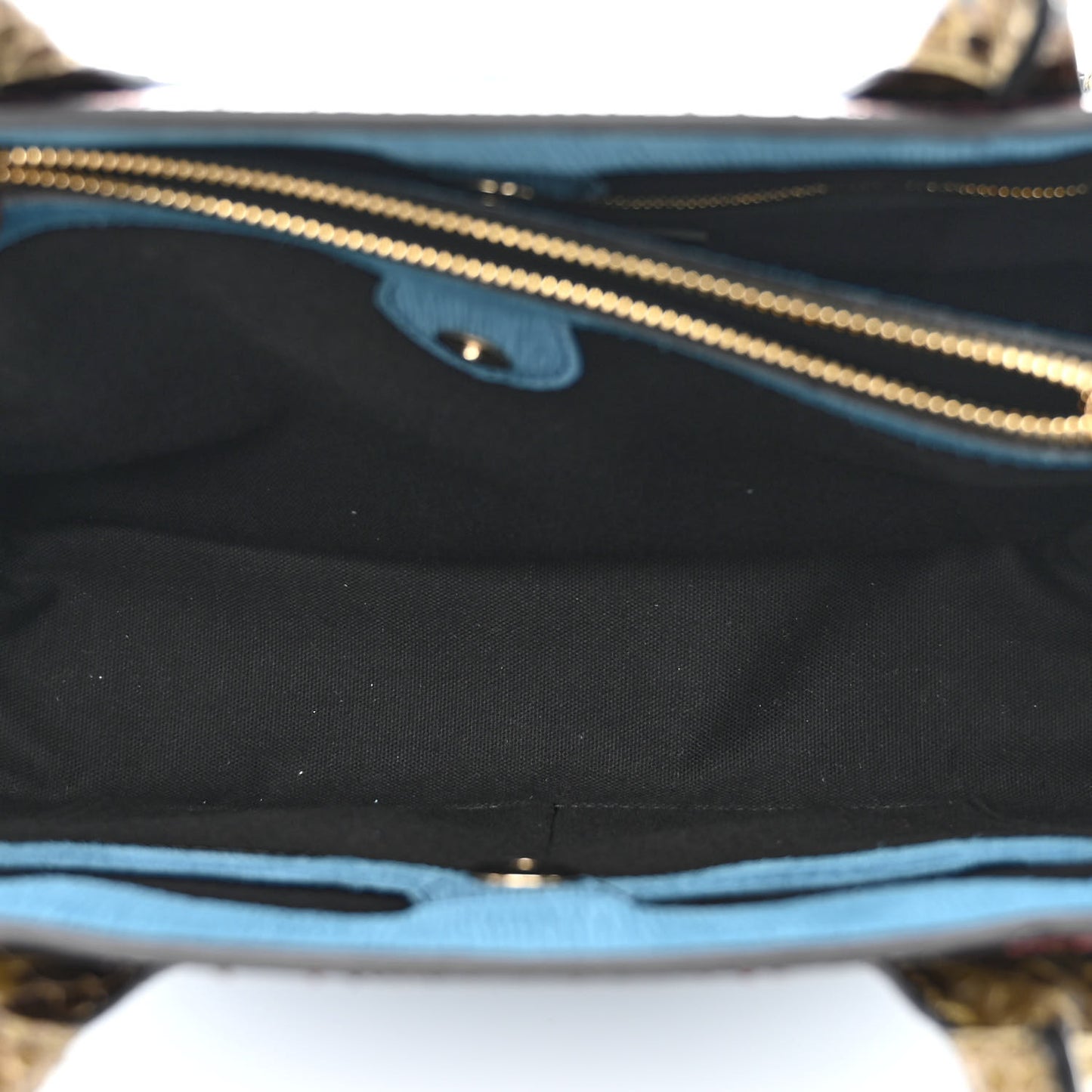 Snakeskin Textured Calfskin House Check Medium Banner Tote Blue