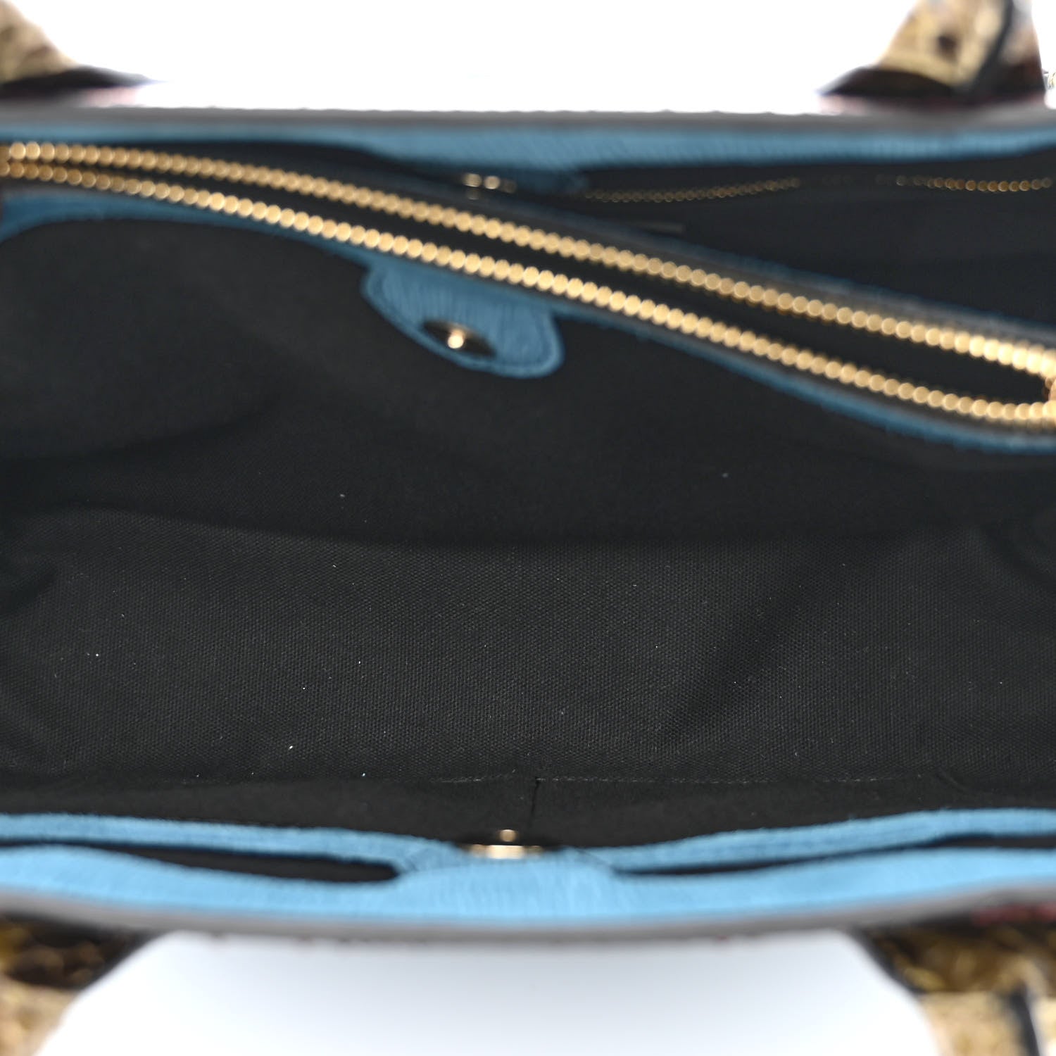 Burberry Snakeskin Textured Calfskin House Check Medium Banner Tote Blue 6 of 13