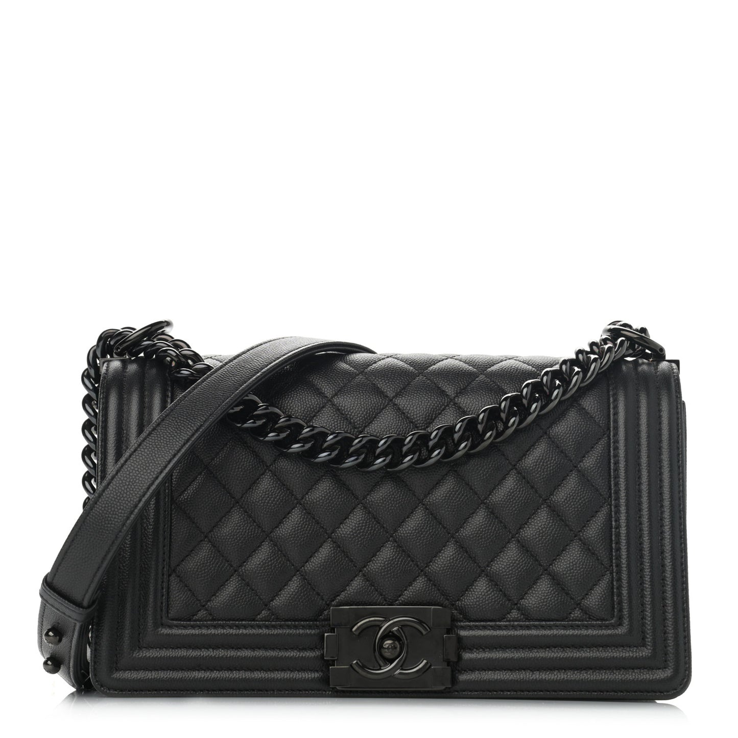Caviar Quilted Medium Boy Flap So Black