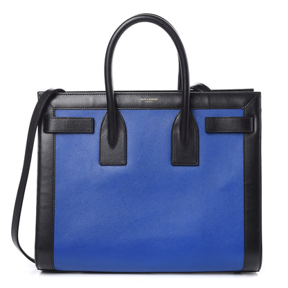 Saint Laurent Calfskin Bi-Color Small Sac De Jour Royal Blue Black 1 of 13