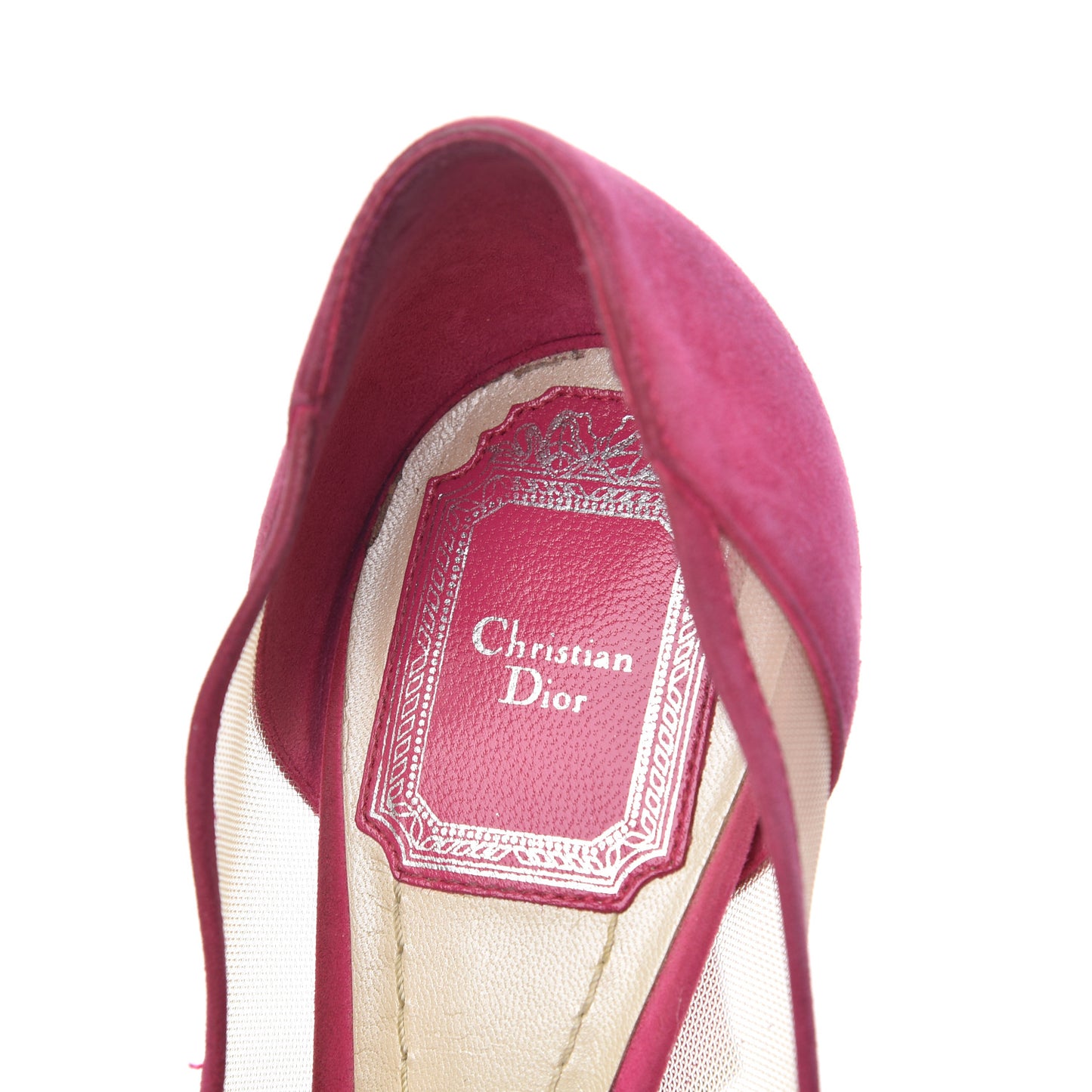 Suede Mesh Skin Pumps 37 Fuchsia