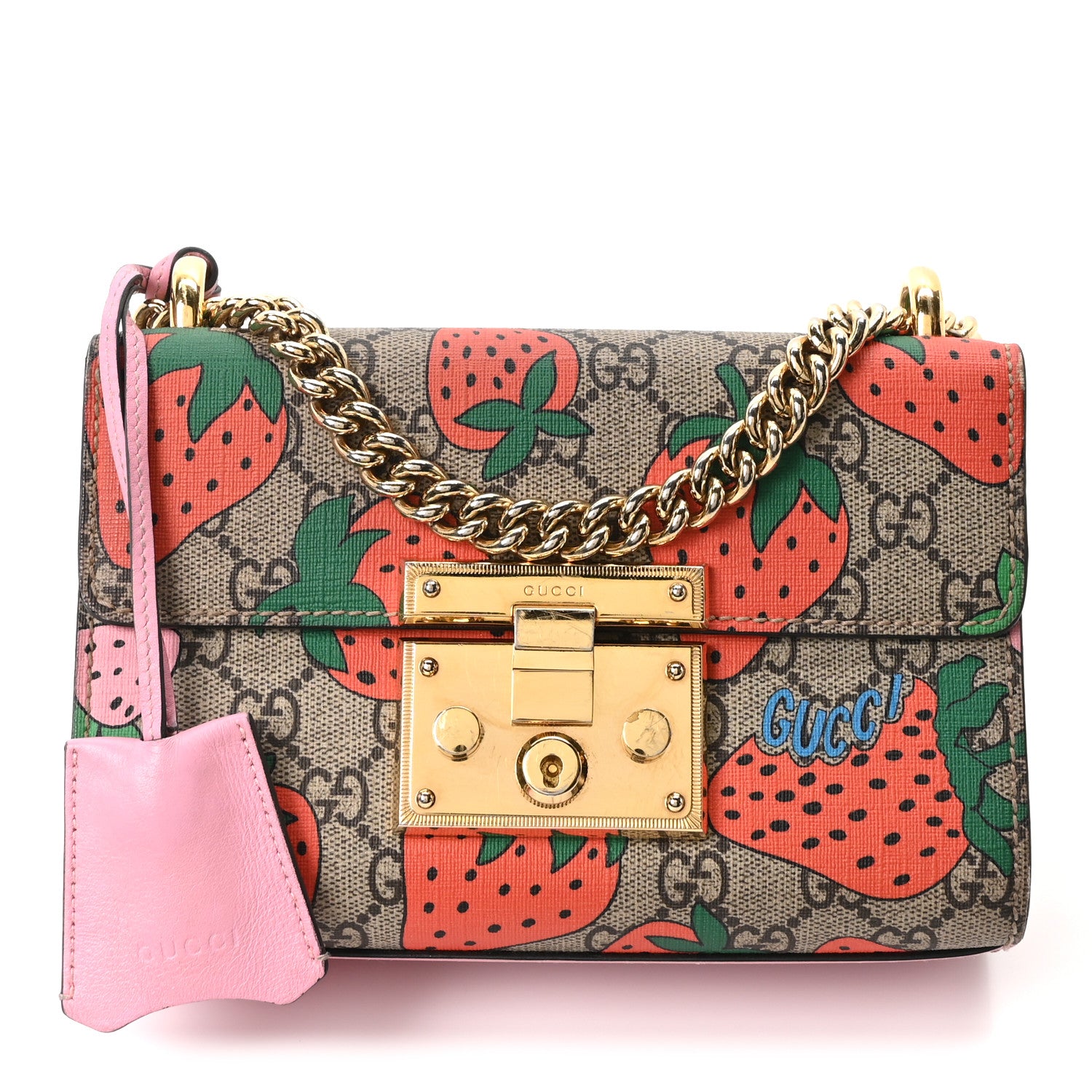 ♡NANA♡プロフ必読GUCCI グッチ GGスプリーム Gucci GG Supreme Monogram Strawberry Small Padlock Shoulder Bag