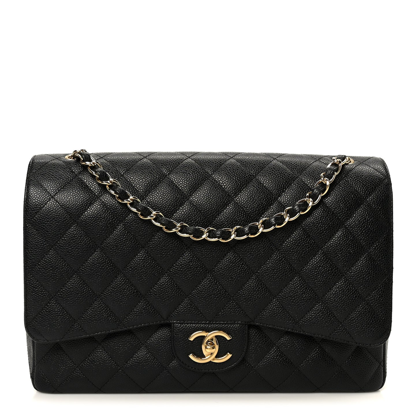 Caviar Quilted Maxi Double Flap Black