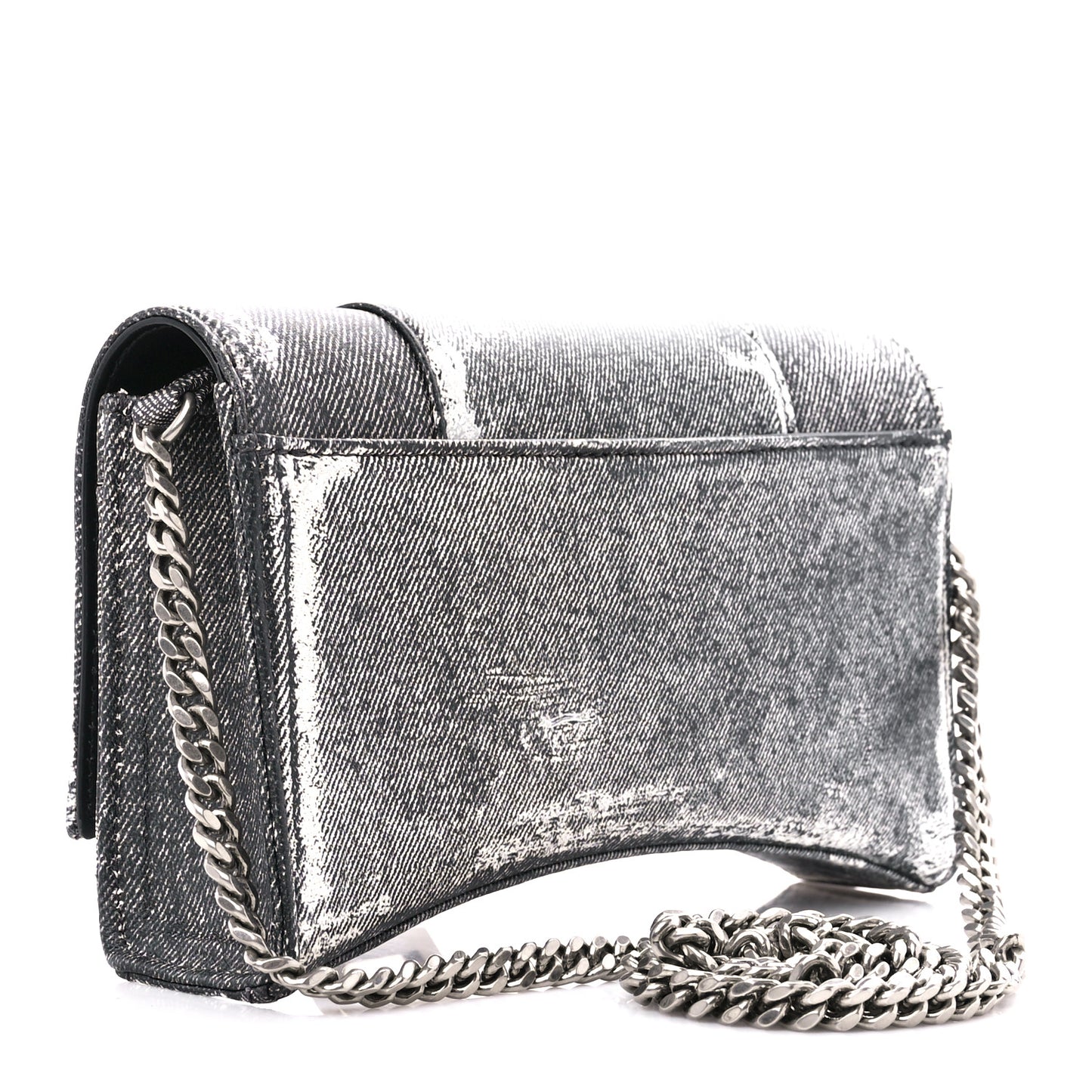 Nappa Denim Printed Hourglass Chain Bag Denim Black