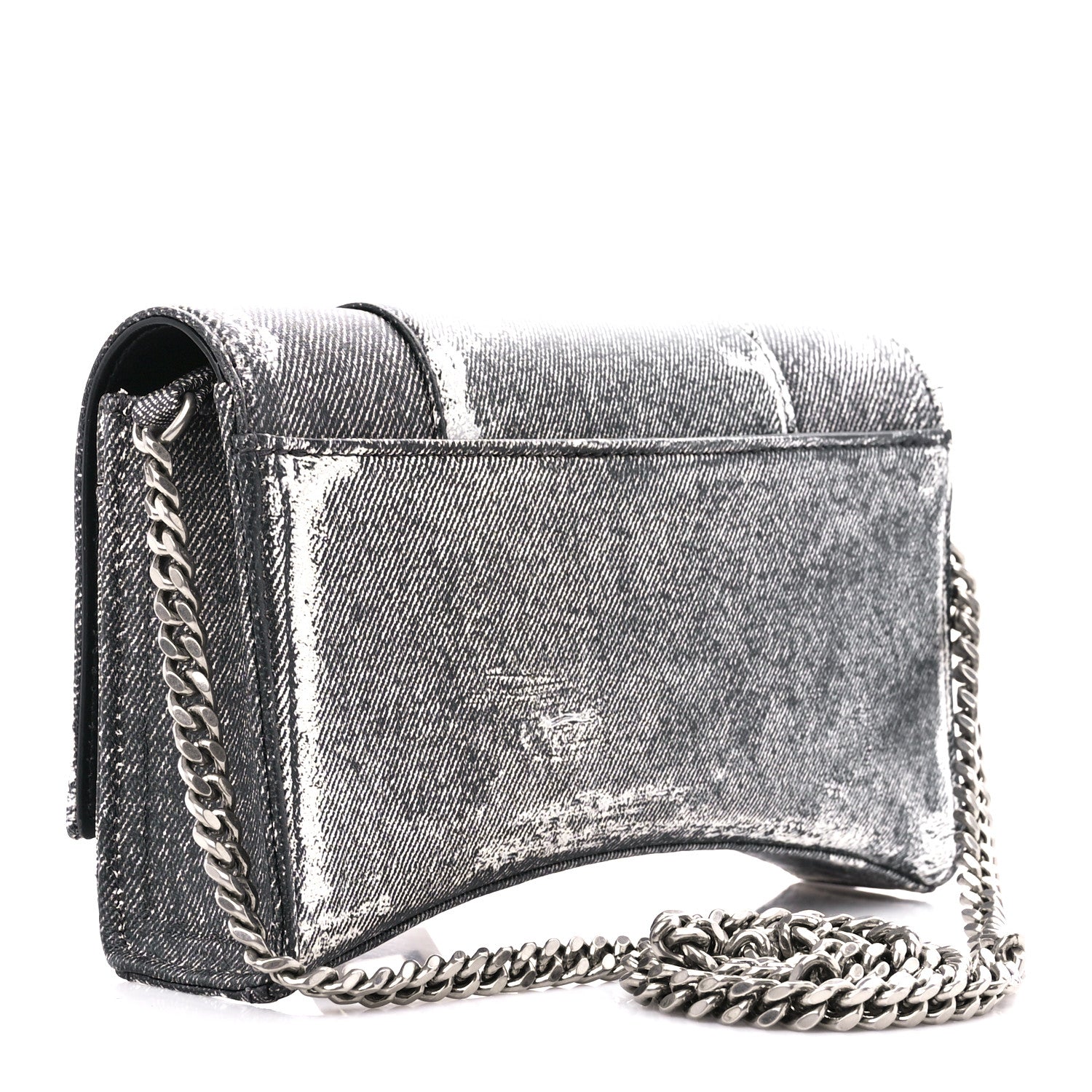 Balenciaga Nappa Denim Printed Hourglass Chain Bag Denim Black 3 of 10