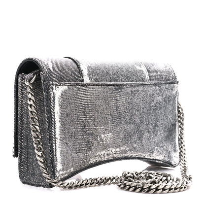 Balenciaga Nappa Denim Printed Hourglass Chain Bag Denim Black 3 of 10