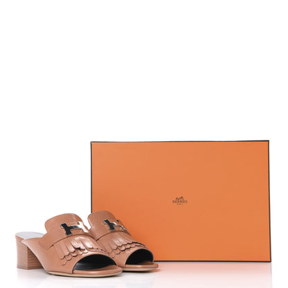 Hermes Goatskin Alma Sandals 37 Rose Bubinga 10 of 10