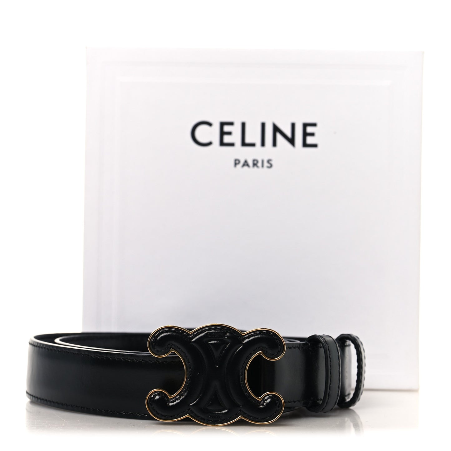 Box Calfskin Medium 25mm Triomphe 75 30 Belt Black