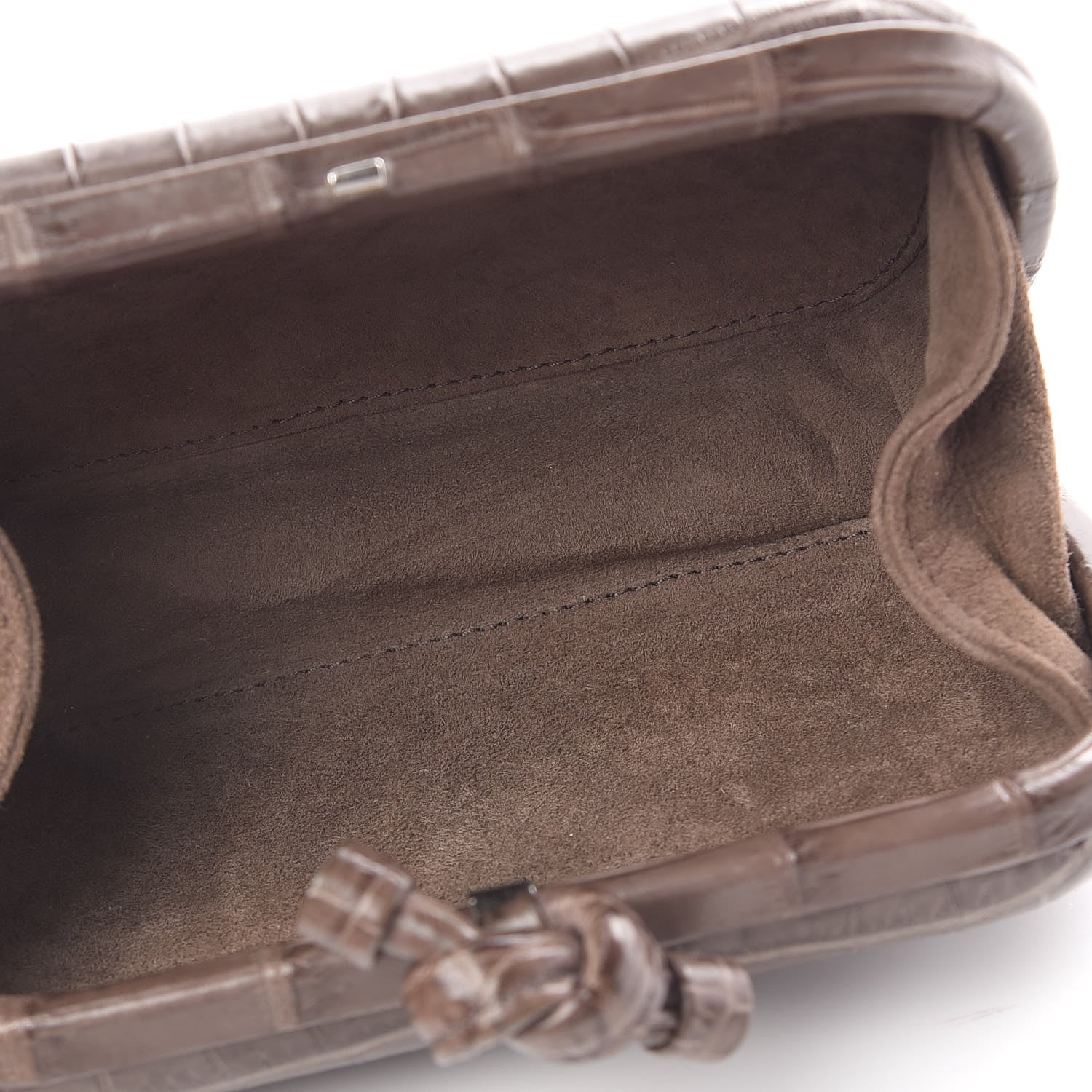 Bottega Veneta Crocodile Knot Clutch Brown 5 of 8