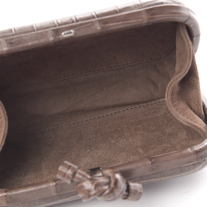 Bottega Veneta Crocodile Knot Clutch Brown 5 of 8
