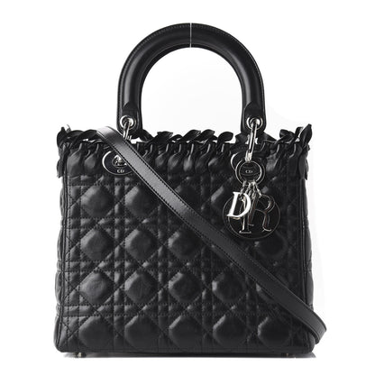 Christian Dior Lambskin Cannage Bow Medium Lady Dior Black 1 of 11