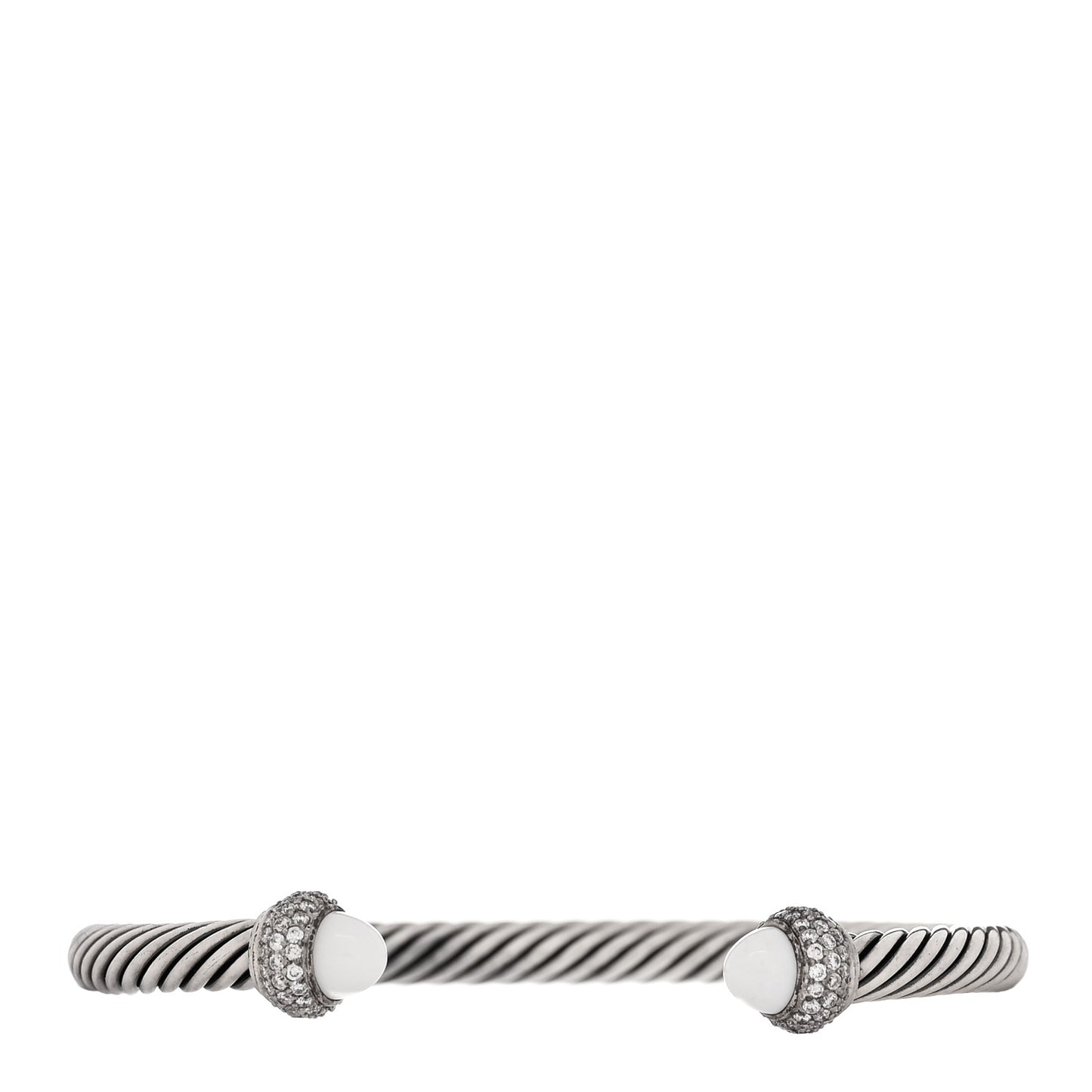 Sterling Silver Diamond White Agate 5mm Cable Classics Bracelet