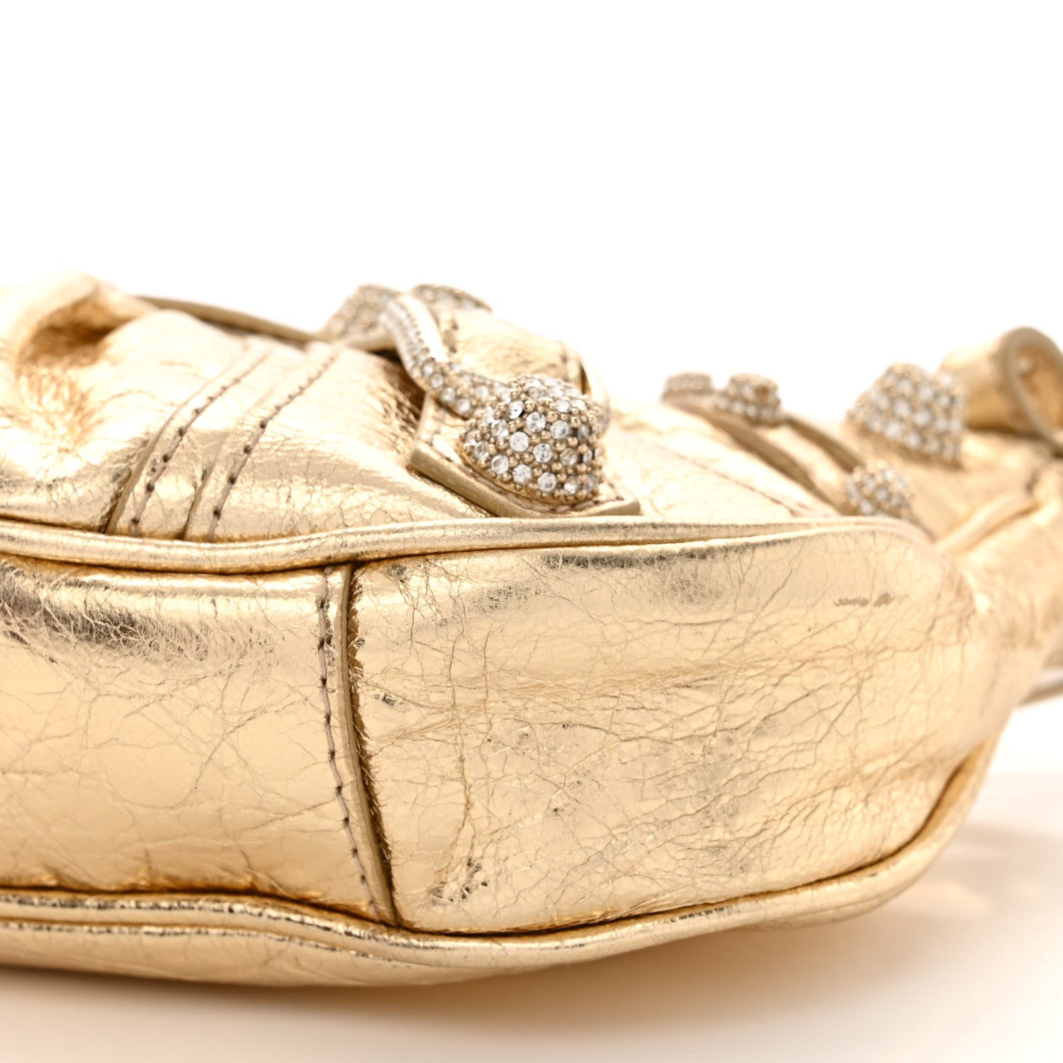 Balenciaga Metallic Arena Agneau Crystal Le Cagole Mini Purse With Chain Light Gold 11 of 11