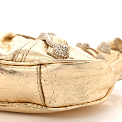 Balenciaga Metallic Arena Agneau Crystal Le Cagole Mini Purse With Chain Light Gold 11 of 11