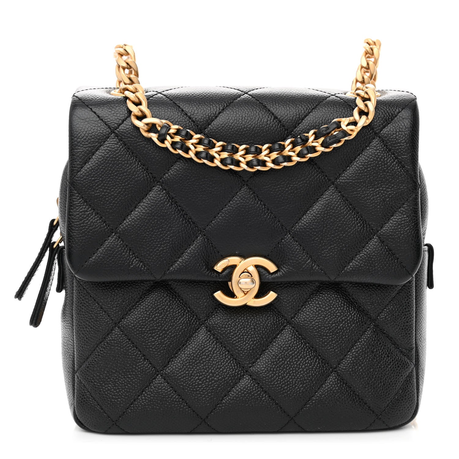 Chanel Shiny Caviar Quilted Chain Melody Backpack Black 1 of 10