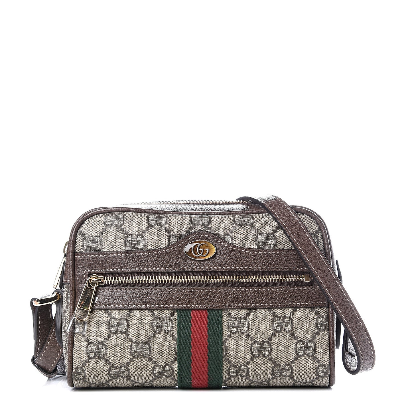 GG Supreme Monogram Web Mini Ophidia Shoulder Bag Brown