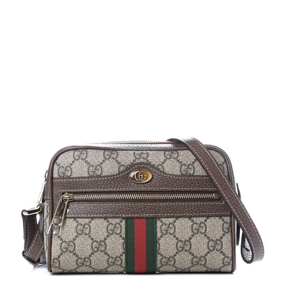 Gucci GG Supreme Monogram Web Mini Ophidia Shoulder Bag Brown 1 of 12