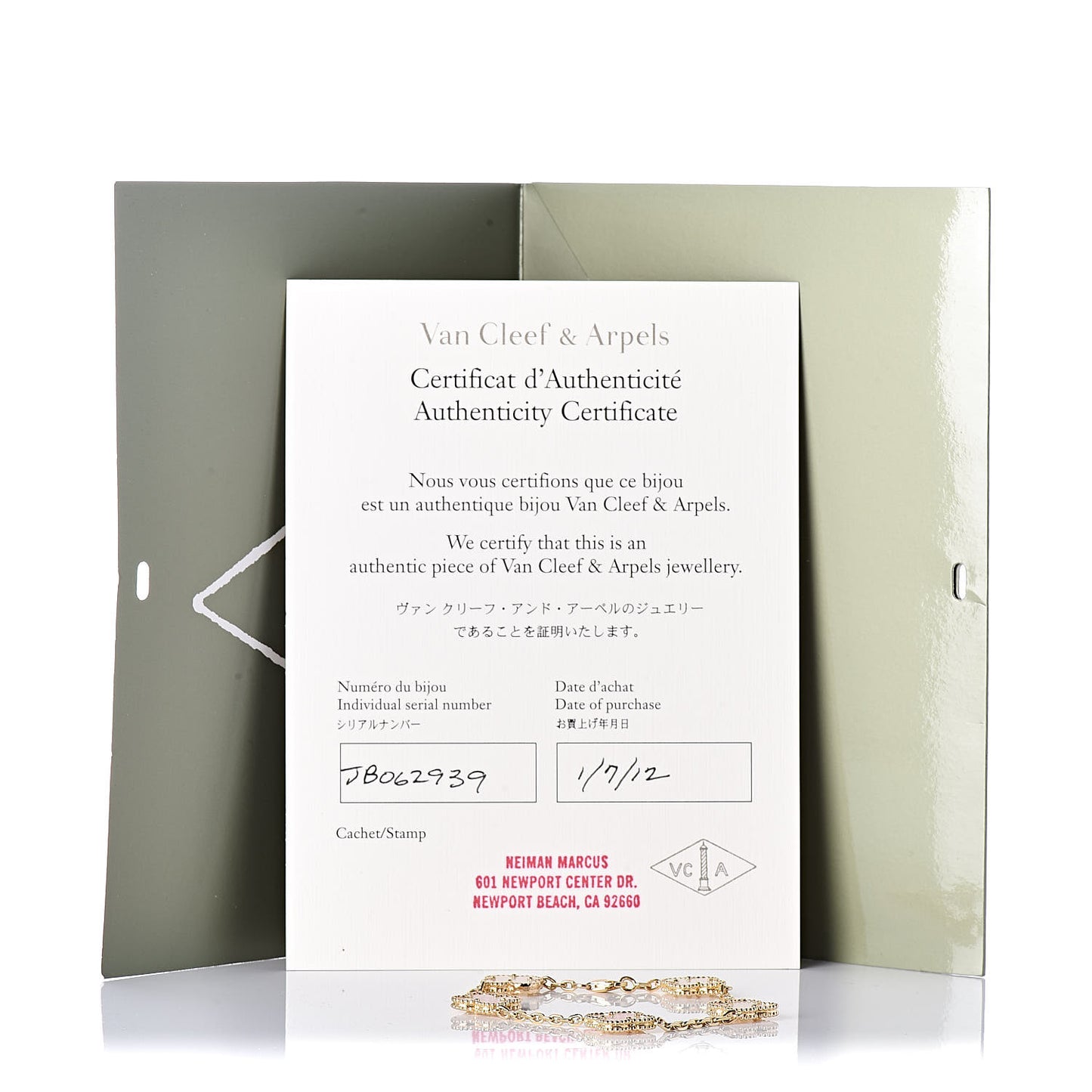 18K Yellow Gold Mother of Pearl 5 Motifs Vintage Alhambra Bracelet