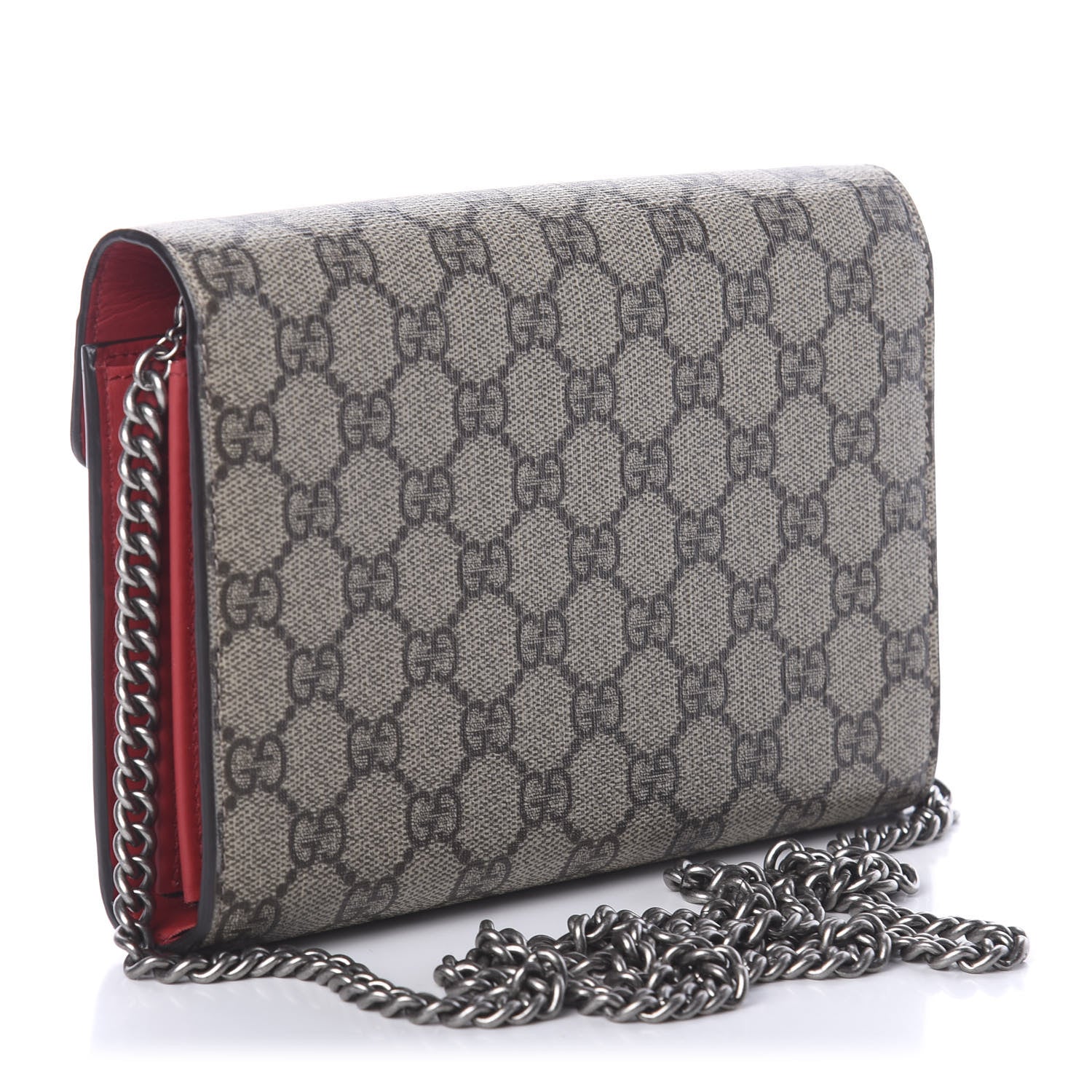 Gucci GG Supreme Monogram Mini Dionysus Chain Wallet Beige Vulcanic Red 2 of 7