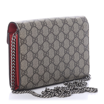 Gucci GG Supreme Monogram Mini Dionysus Chain Wallet Beige Vulcanic Red 2 of 7