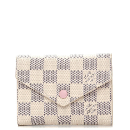Louis Vuitton Damier Azur Victorine Wallet Rose Ballerine 1 of 8