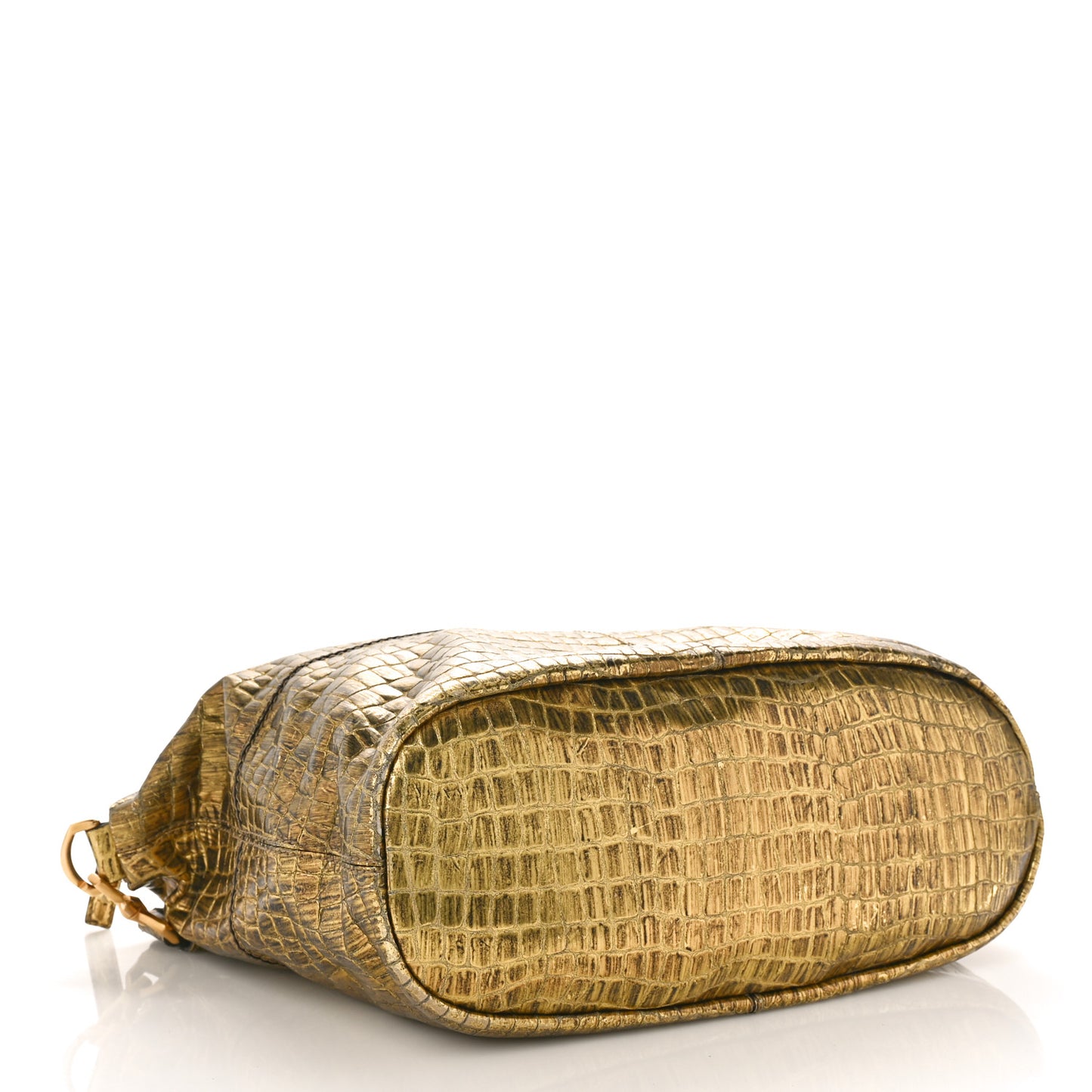 Calfskin Crocodile Embossed Medium Nightingale Gold