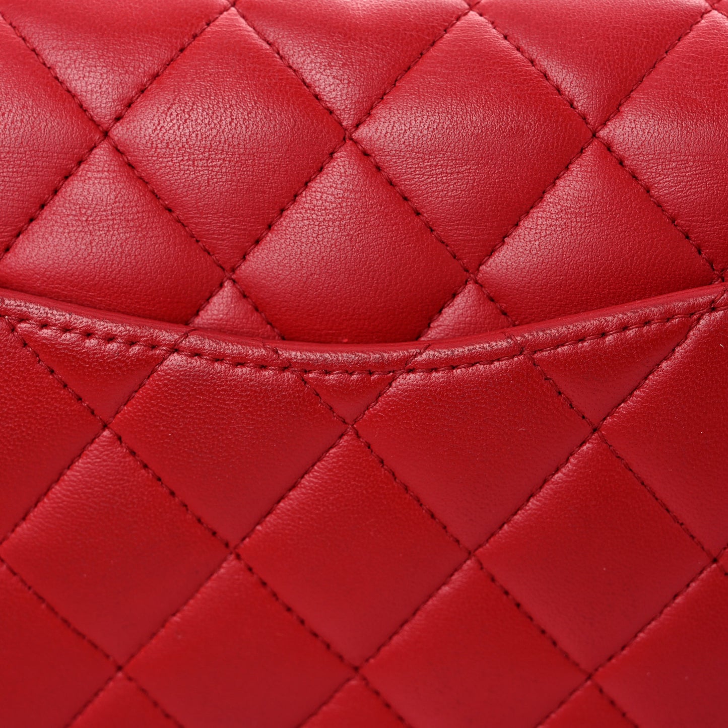 Lambskin Quilted Medium Double Flap Red