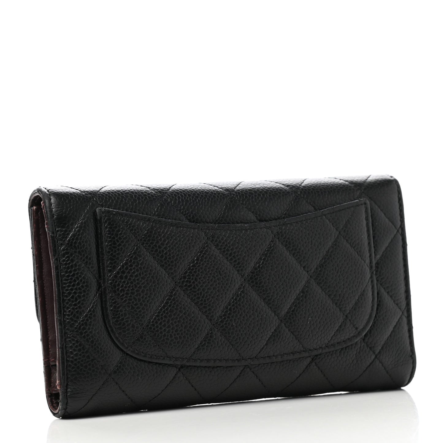 Caviar Quilted Large Flap Wallet Black