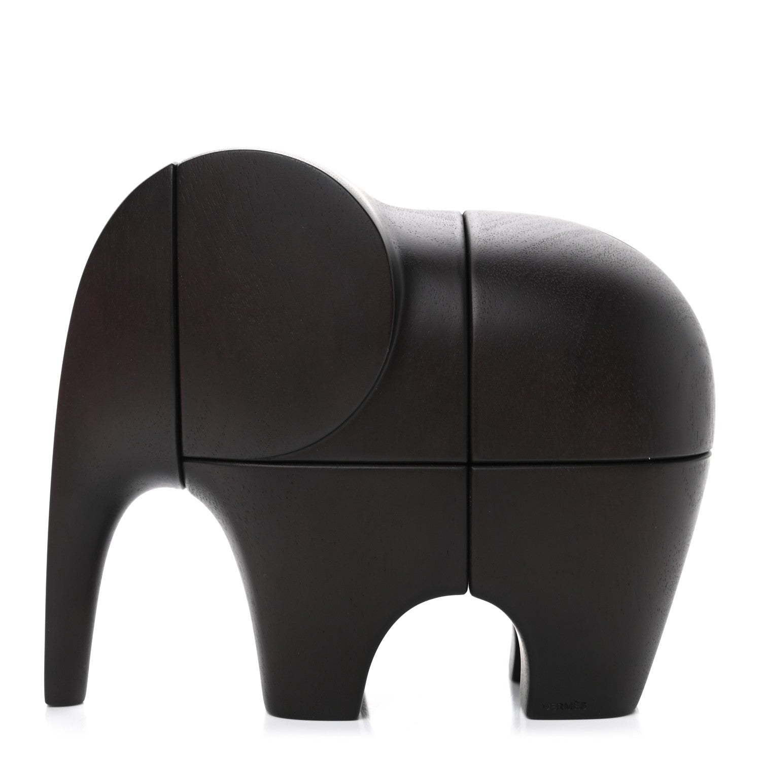 Hermes Mahogany Wood Magnetic Elephant Lao Paperweight Acajou Ebenise 1 of 4
