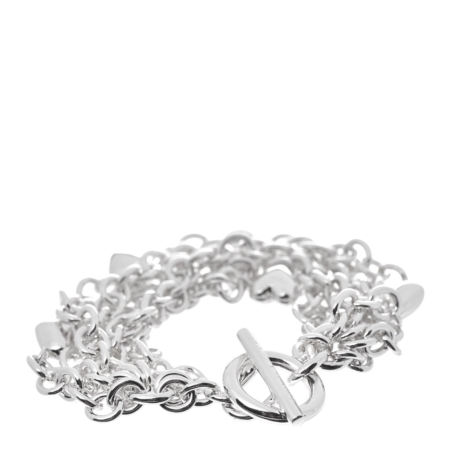 Tiffany Sterling Silver Multi Strand Puff Heart Bracelet 3 of 5