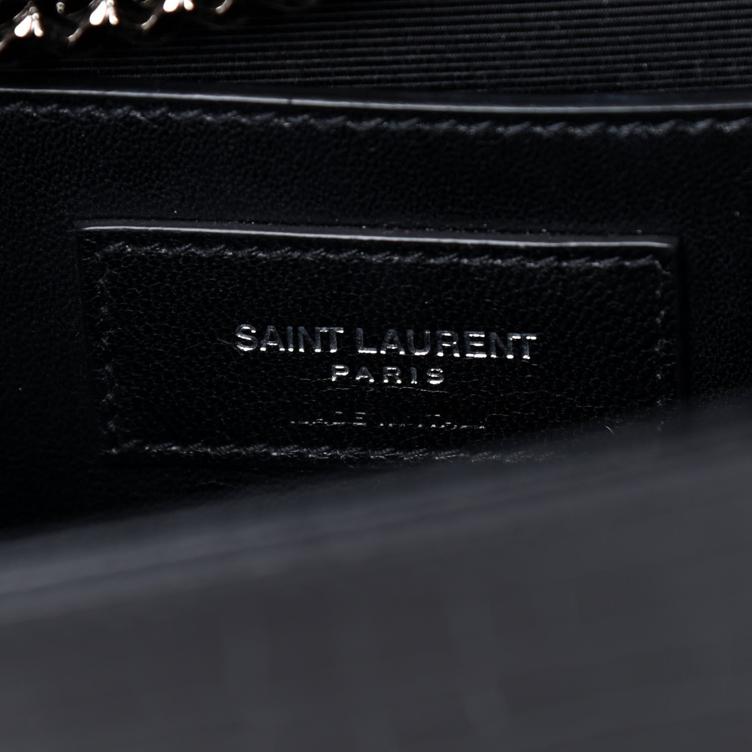 Saint Laurent Calfskin Crocodile Embossed Medium Classic Monogram Kate Tassel Satchel Black 6 of 9