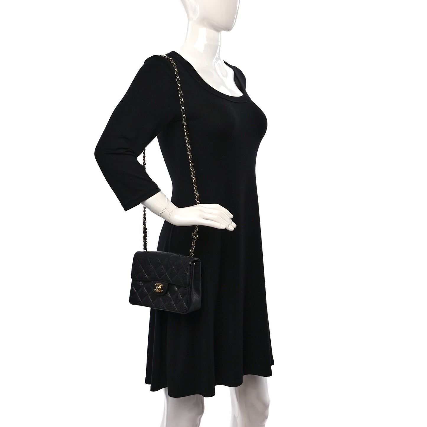 Caviar Quilted Mini Square Flap Black